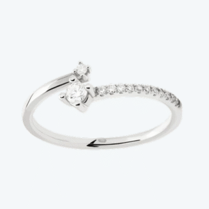 DIAMONDS AND WHITE GOLD CVSOLITAIRE DUAL RING 8